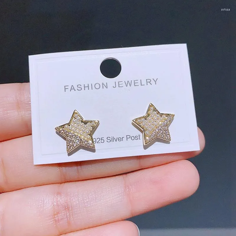 Stud Earrings MIGGA Korean Fashion Seed Beaded Crystal Star Gold Plated Women Jewelry