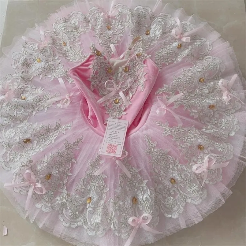 Dancewear Ragazze Tutu di balletto Vestito da balletto per bambini adulti Rosa pesca Tutu di frittelle professionali del lago dei cigni Costume da ballerina per bambine 230612