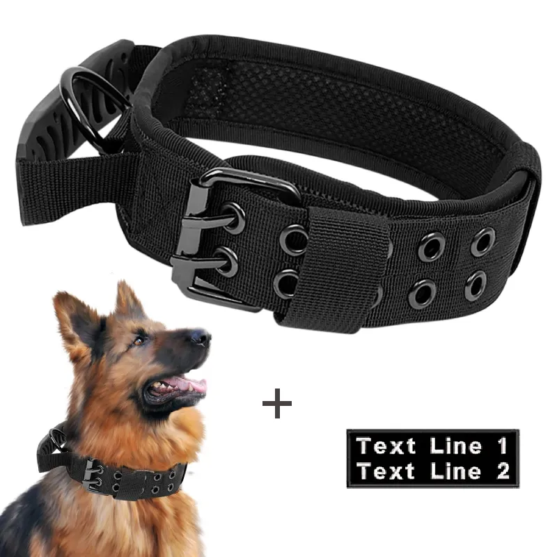 Hondenhalsbanden Riemen Tactische halsband met naam Militaire halsband Gepersonaliseerd met bedieningshand voor middelgrote grote honden Wandeltraining Jacht 230612