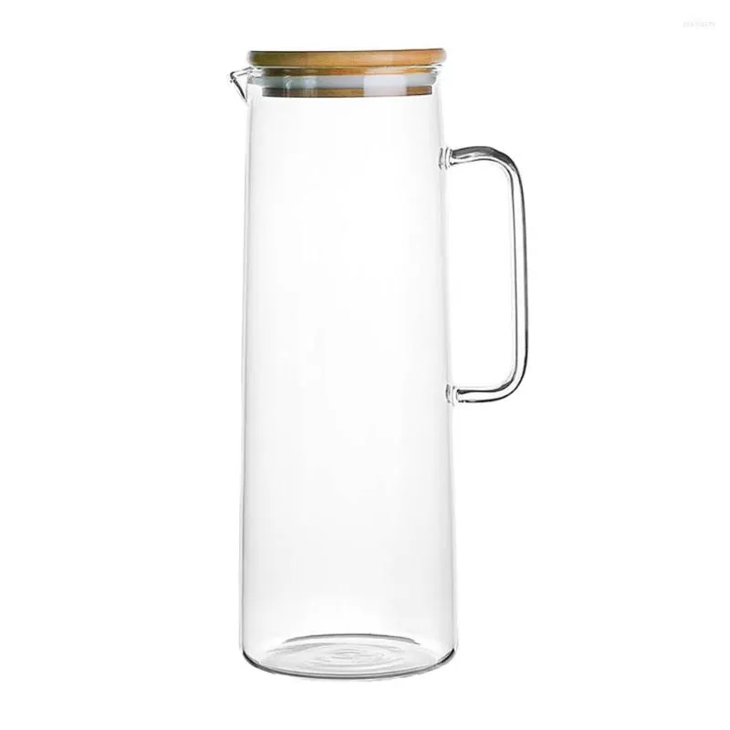 1.7L Glass Pitcher Amazon Gallon Water Bottle With Handle, Bamboo Lid