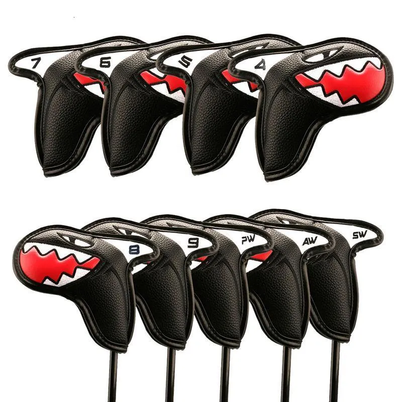 Other Golf Products 9Pcs Golf Club Iron Cover Golf Iron Head Covers Cute Sharks Design With Number Protective Golf Cover Golf Accessories 230612