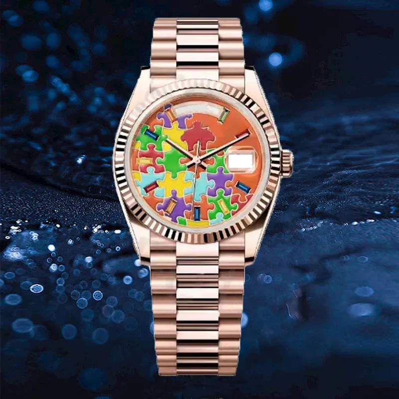 Mens de alta qualidade Designer Puzzle Relógios 2813 DATA Mecânica Automática 41MM Aço Inoxidável À Prova D 'Água 36MM Mulheres Movimento Clássico Relógio de Pulso Dhgate