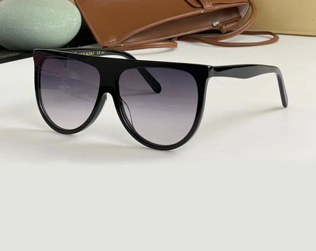 Flat Top Thin Shadow Sunglasses Black Grey Graident Women Sunnies gafas de sol Sonnenbrille Shades UV400 Eyewear with Box