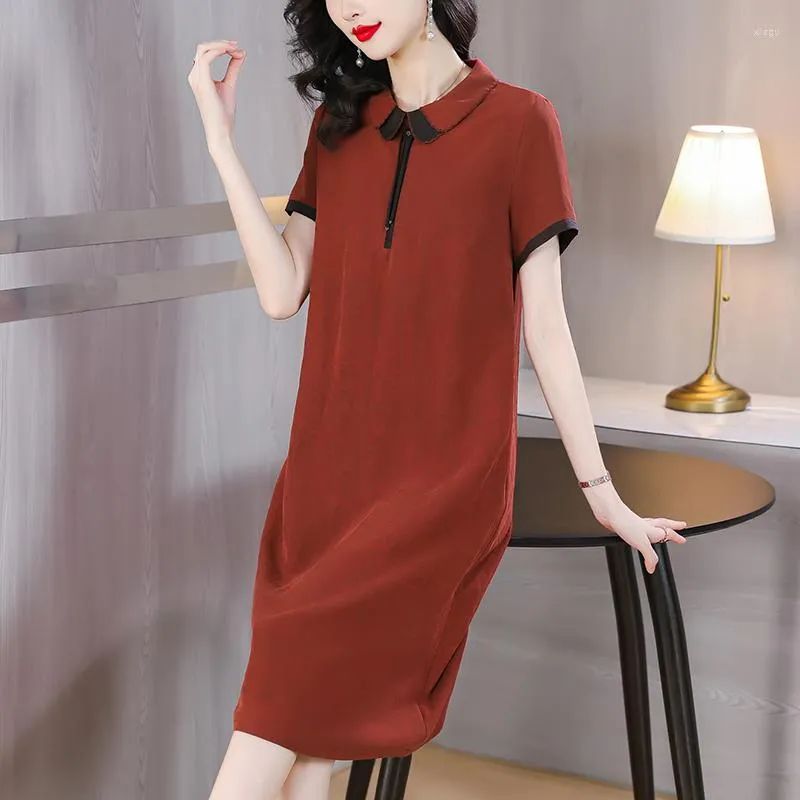 Casual Dresses 2023 Summer Hangzhou Real Silk Dress Feminine Temperament Retro Fragrant Gauze High-end Mulberry Skirt Middle-aged