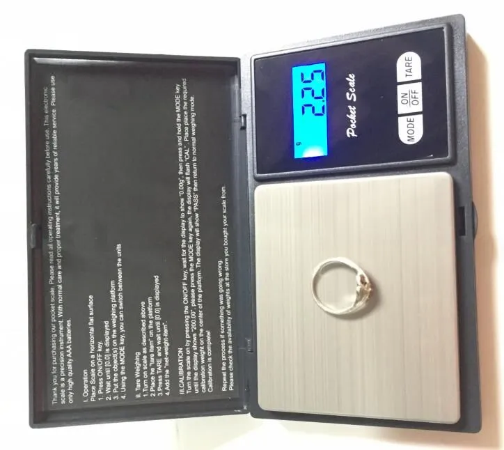 Electronic Black Digital Pocket Weight Scale 200g 0.01g 500g 0.1g Jewelry Diamond Scale Balance Scales LCD Display with Retail Package