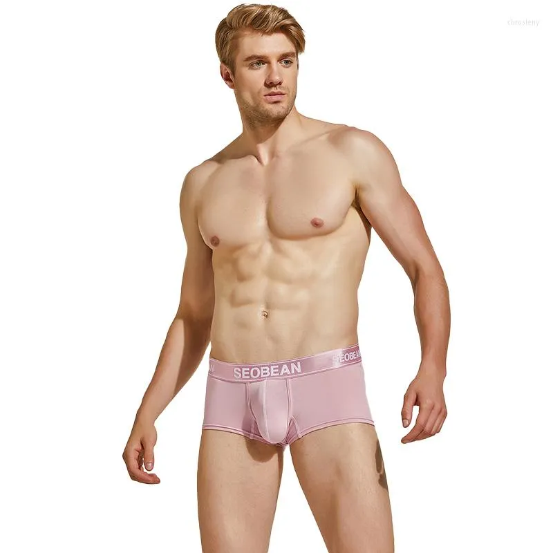 Cueca masculina SEOBEAN Agasalho de algodão sexy bolsa em U cueca boxer