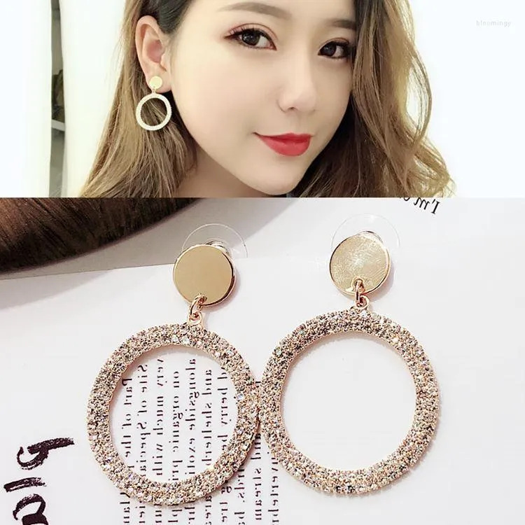 Stud Earrings Needle Korean Version Simple Fashion Micro Inlaid Large Circle Temperament Female Exaggerated Earring