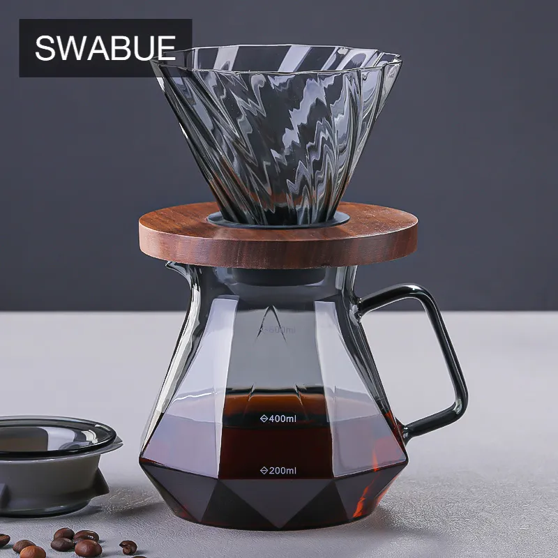 Filtros de café Glass Coffee Diamond Coffee Sharing Pot Filtle Cup