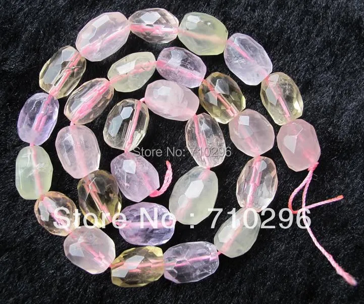Beads Wholedsale 1string of 15.5" Natural Multi Quartz Crystal Beads Faceted Nugget Beads 10x14mm Gem stone Jewelry Beads