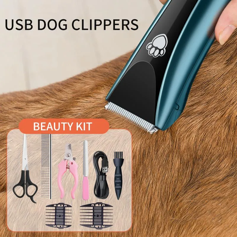 Grooming Dog Clipper Electric Pet Shaver USB USB Profesional de bajo ruido Cortero Cortero Cat Máquina de corte de cabello