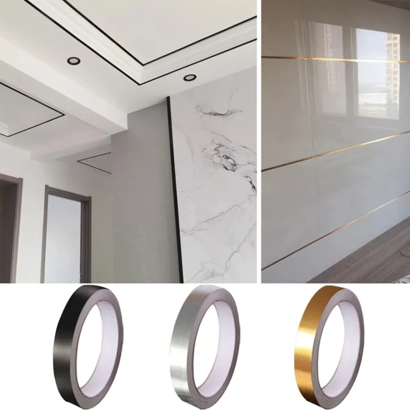 0.5/1/2*5000 cm Zilver Goud Lijm Vloertegel Strip Naad Sticker Koperfolie Tape waterdichte Muur Afdichtingstape Woondecoratie