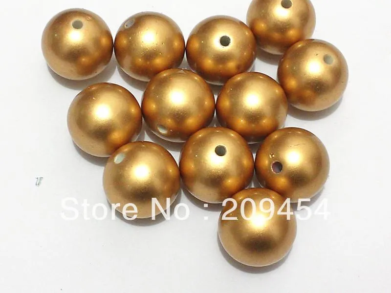 Cristal en gros 20mm 100 pcs/lot or mat grosses perles d'imitation rondes perles acryliques pour enfants fabrication de bijoux