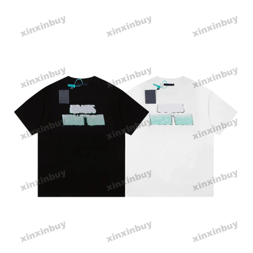 Xinxinbuy Men designer tee t shirt 23ss gradient bokstav tandborste broderi mönster kort ärm bomull kvinnor svart vit xs-xl
