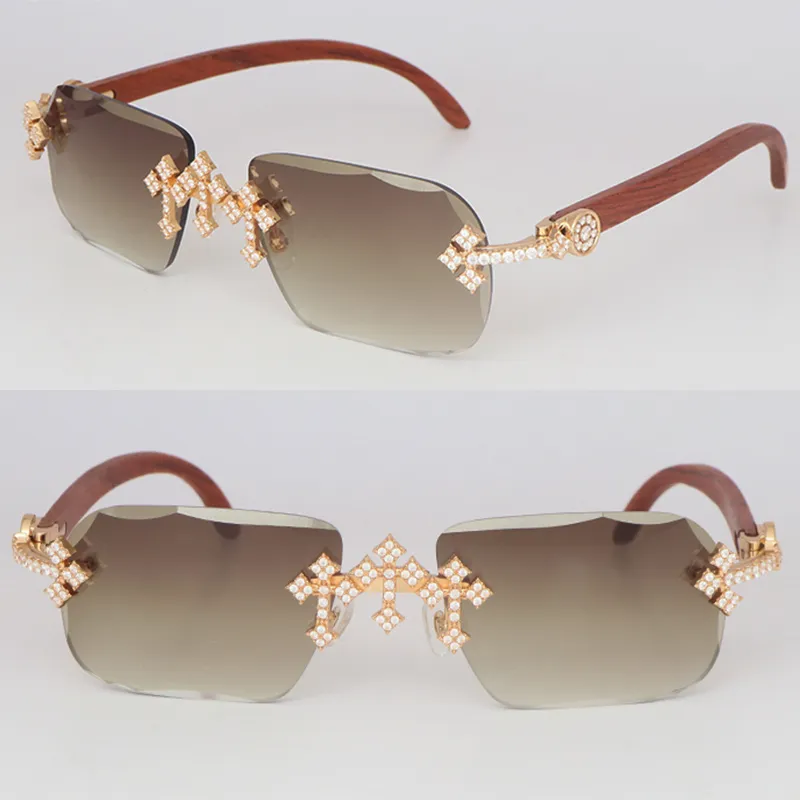 Frameless Square Sunglasses Women Gold Frame Clear Lens Eyewear Rhinestone Gafas Rimless Sunglasses Rhinestone - Etsy main image 3