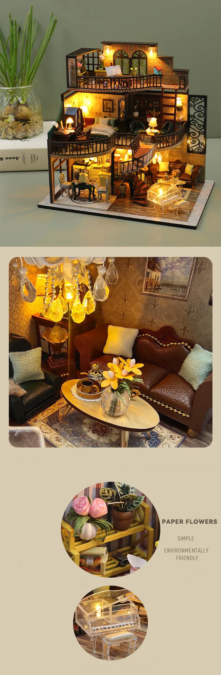 ドールハウス Amazon.com: Flever Dollhouse Miniature DIY House Kit