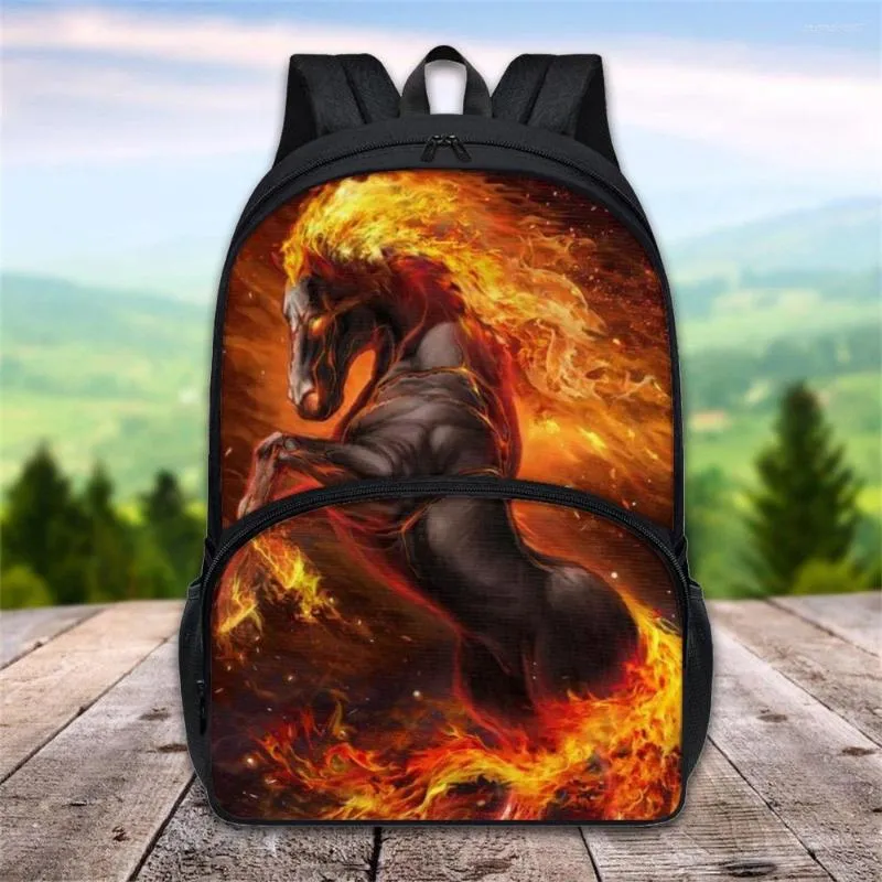 Sacs d'école FORUDESIGNS Étudiant Mode Cartable Adolescent Livre Sac Simulation Cheval Conception Personnalisée Sale Résistant Cadeaux D'anniversaire Garçons