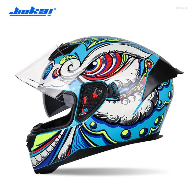 Hełmy motocyklowe Jiekai Fashion Full Face Motorbike Electric Bike Double Lens Motocross Helmet Outdoor Cycling Sprzęt ochronny Casco