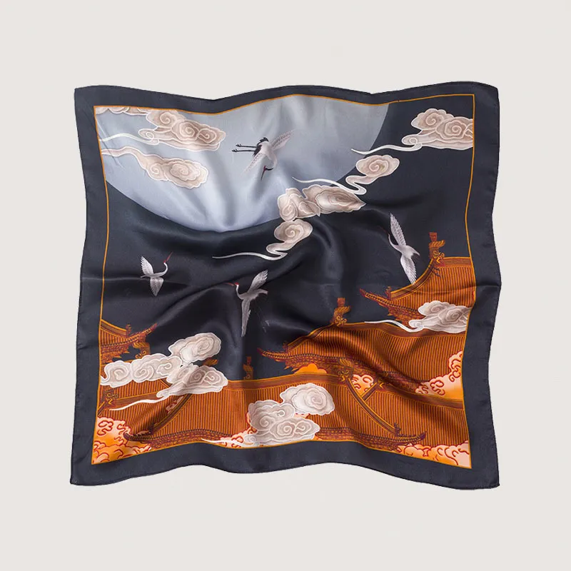 Саронги 100% натуральный шелковый квадратный шарф женский шейный шейный оберток 53*53 квадратных квадратных kerchief bandana китайский стиль печатный