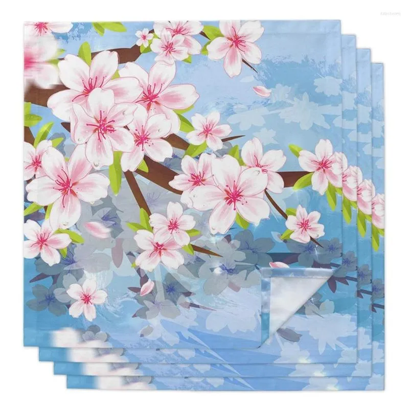 Table Napkin Pink Flower Peach Blossom Reusable Napkins Restaurant Dinner Wedding Banquet Decor Cloth Supplies Party Decoration