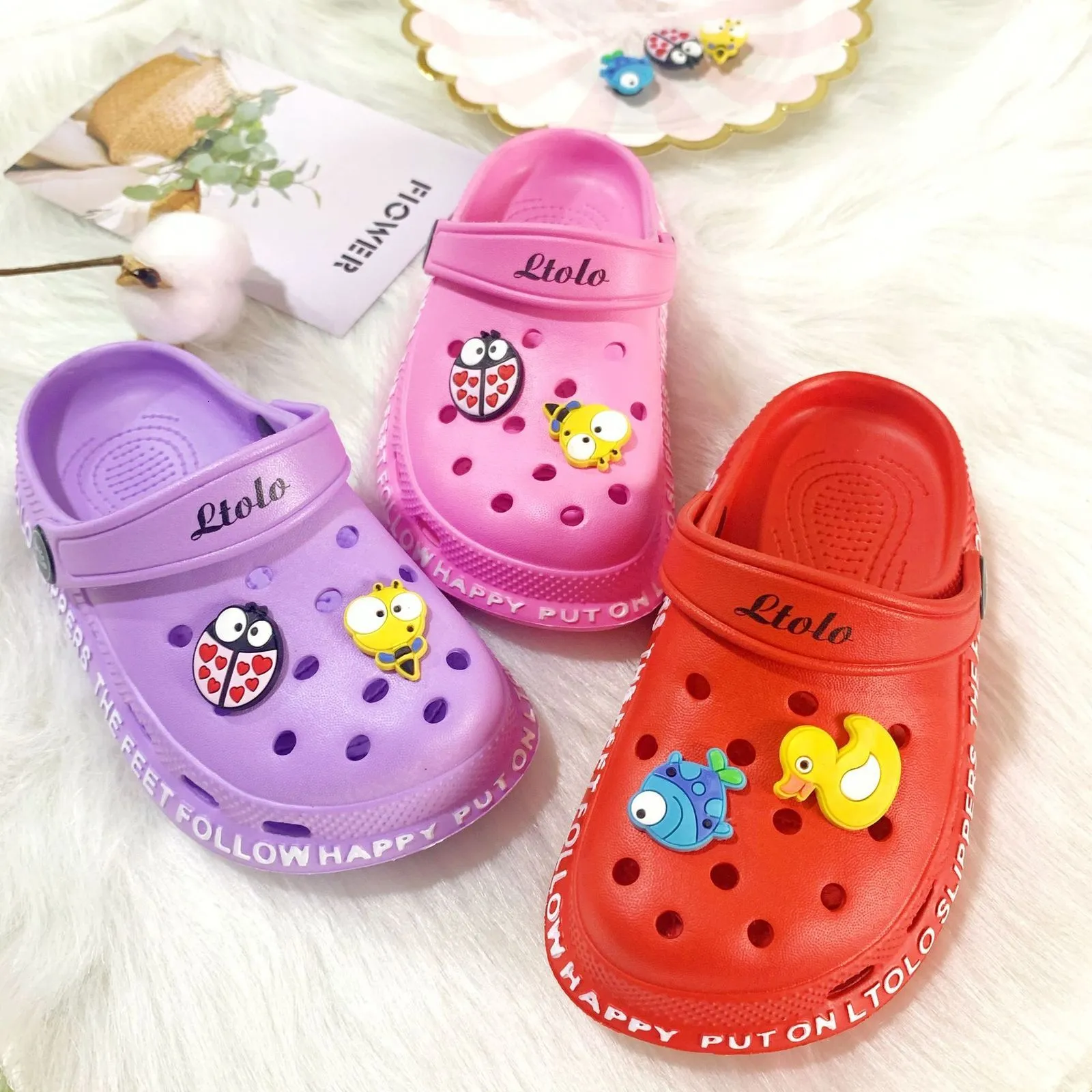 Slipper Ltolo Children Children Girl Mules Clogs Summer Crock Garden Beach Sandaler Sandaler Cave Hole Baby Shoes For Girls EUR23-34 230612