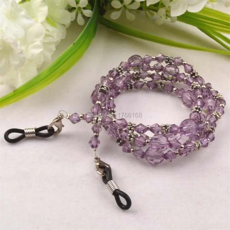 Eyeglasses chains 20PCS Purple Beads Eyeglass Sunglass Spectacle Cord Neck Strap String Chain Link Holder 230612