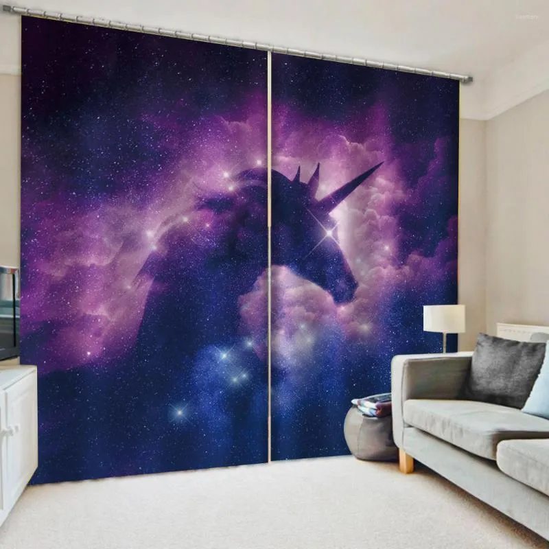 Cortina personalizada 3D Cortinas de impressão animal Cortinas para sala de estar quarto Fantasia Roxo Crianças Cortinas