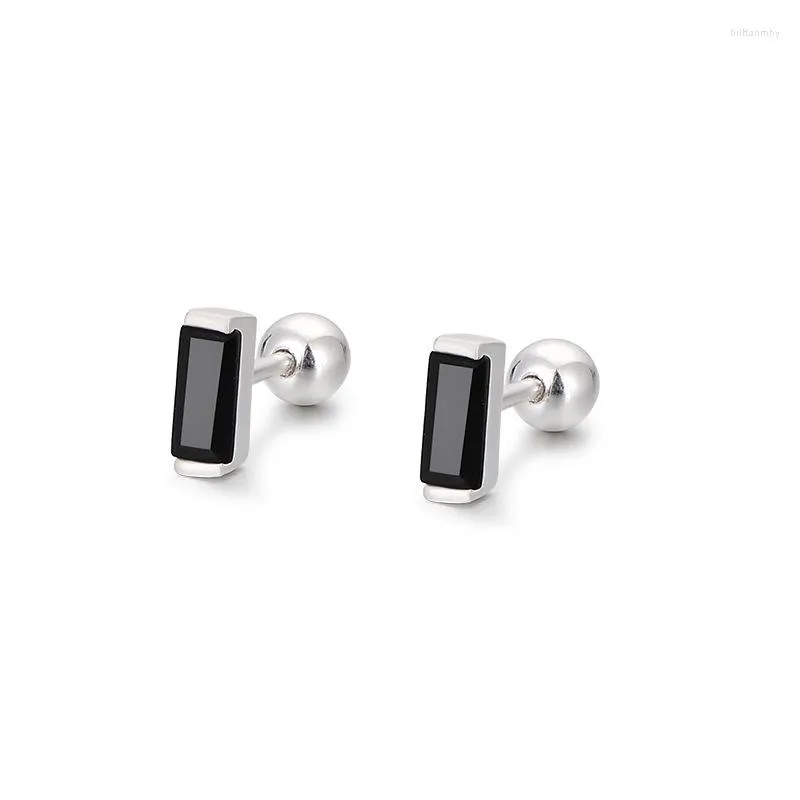 Stud Earrings Uniorsj 925 Sterling Silver Jewelry Small White And Black Square Zircon For Women