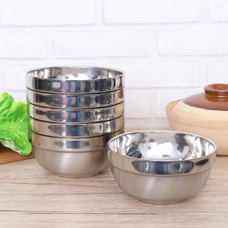 Dinnerware Sets 2pcs 13cm Stainless Steel Bowls Double Layer Kitchen Bowl Metal Salad Soy Sauce Dish Soup Plate Tableware