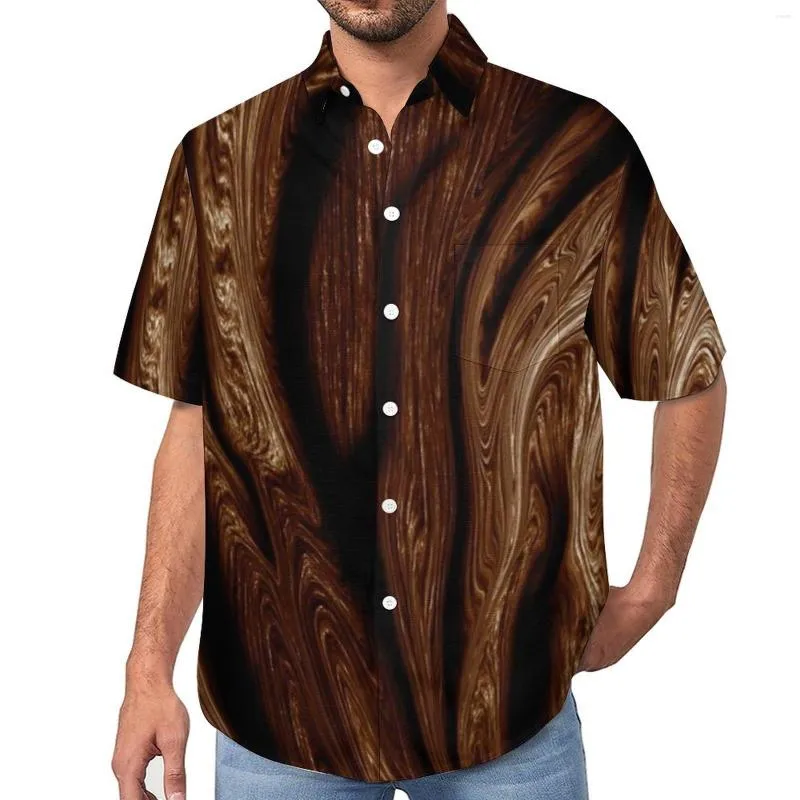 Men's Casual Shirts Tiger Print Tropical Animal Vacation Shirt Hawaii Street Style Blouses Male Pattern Large Size