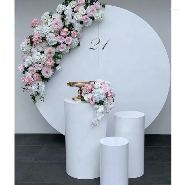 Decoração de festa 3 pçs/conjunto) Pedestais de cilindro de bolo de casamento elegante acrílico branco suporte para festas Yudao542