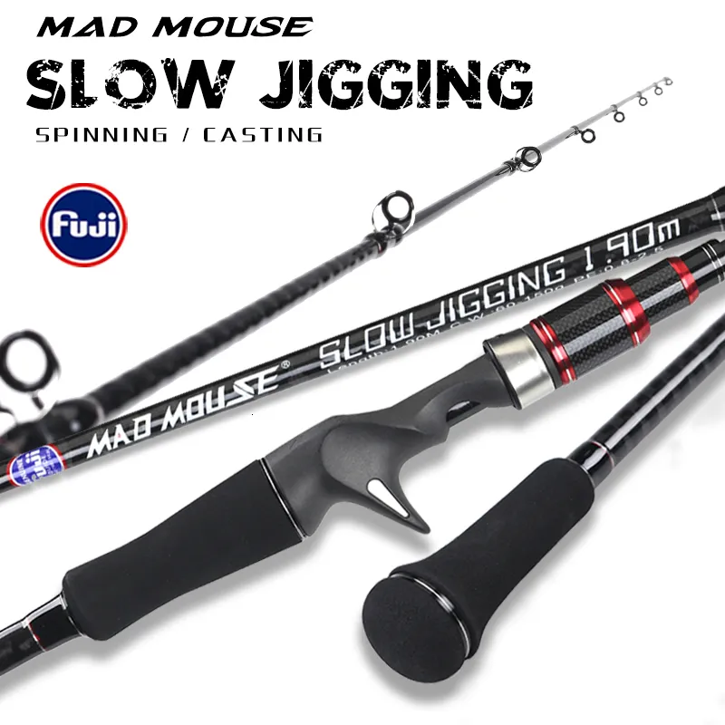 Łódź wędkarska W Madmouse Powolne jigging pręta Japan Fuji Części 1,9 m 12 kgs Waga 60-150 g PE0,8-2.5 Krążka pręta łodzi/odlewanie oceaniczne wędkarstwo 230614