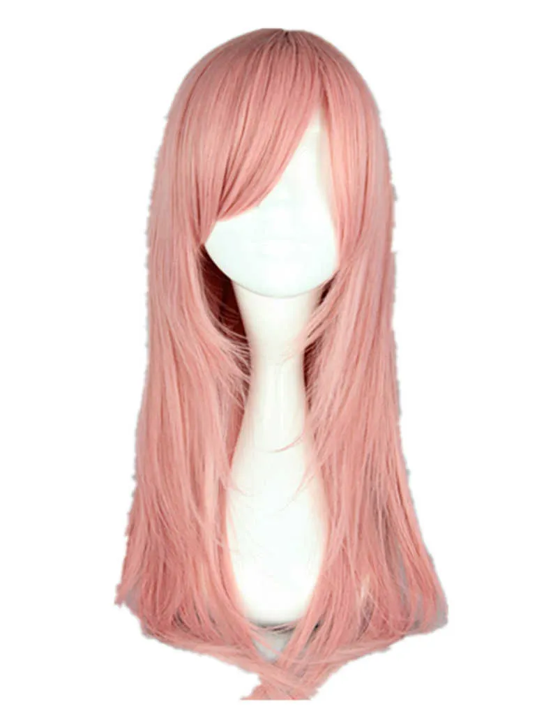 Lace Wigs Peruca Rosa Fei-Show Sintético Resistente Ao Calor Médio Liso Cabelo Feminino Peruca Pelucas Traje Desenho Animado Papel Cos-play Peruca Z0613