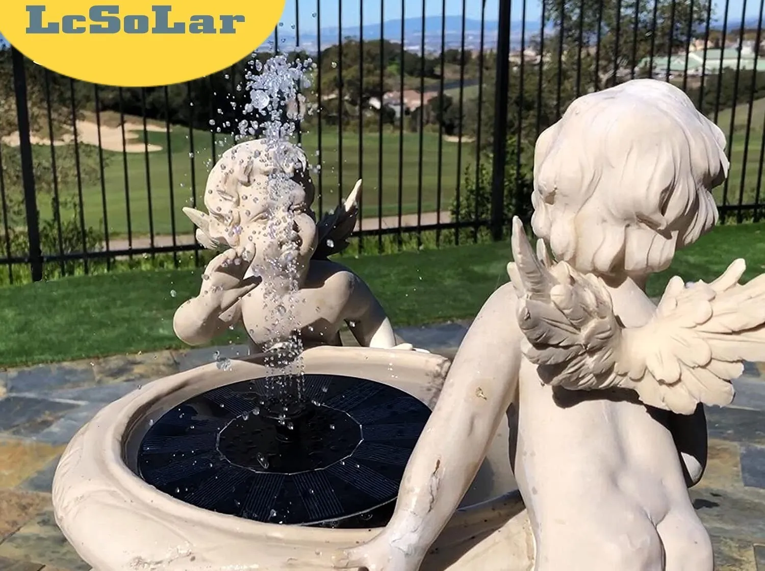 Pompe Solaire Fontaine Oiseaux 2.2W – 4 Buses, Protection Anti-Sec, Hauteur 50-70 Cm Pour Bain Oiseaux & Jardin
