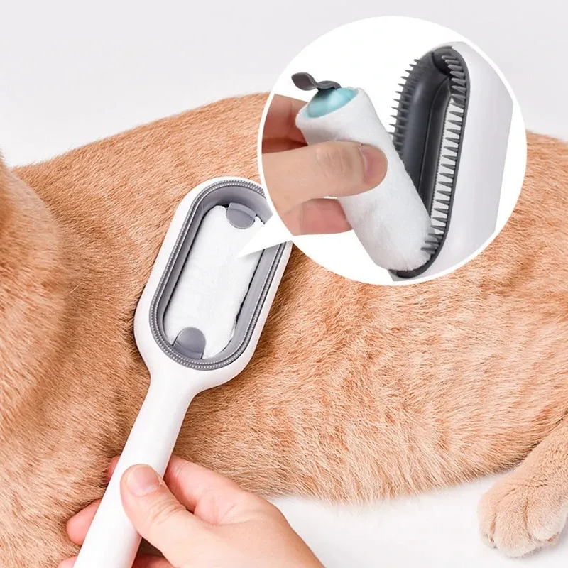 Cepillos de depilación de doble cara para el hogar para gatos, perros, mascotas, peine con toallitas, cepillo para gatitos