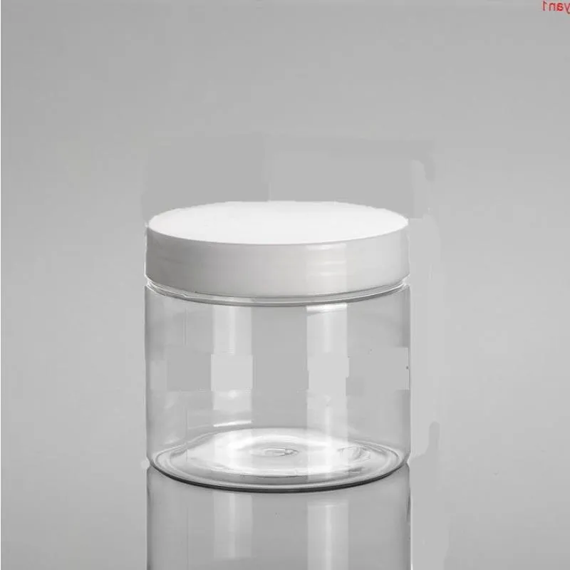 卸売300pcs/lot容量150g 150ml空のペットプラスチッククリアクリームジャー化粧品用の白い蓋付き高さの数量gkigc