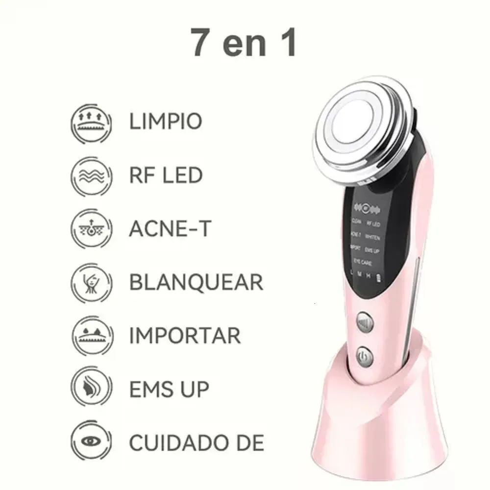 Appareils de soins du visage Appareil de massage beauté Instrument d'ionophorèse 7 modes EMS Massage par vibration haute fréquence pour raffermir la peau et soulager le vieillissement 230613