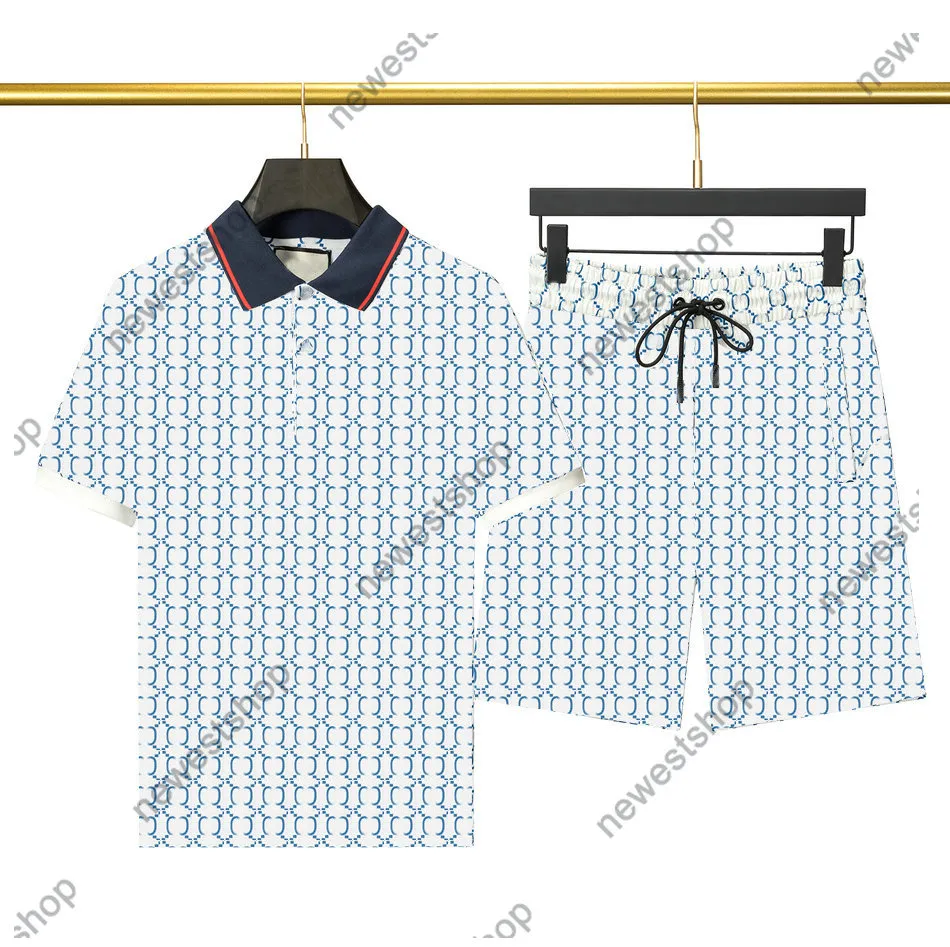 Designer Herren Tracksuits Sommer Klassischer Buchstaben Print Polo Shirts Luxus Sportanzüge lässt Cotton Sportsuit Männer 4 Farbsets Khaki Blue xxxl