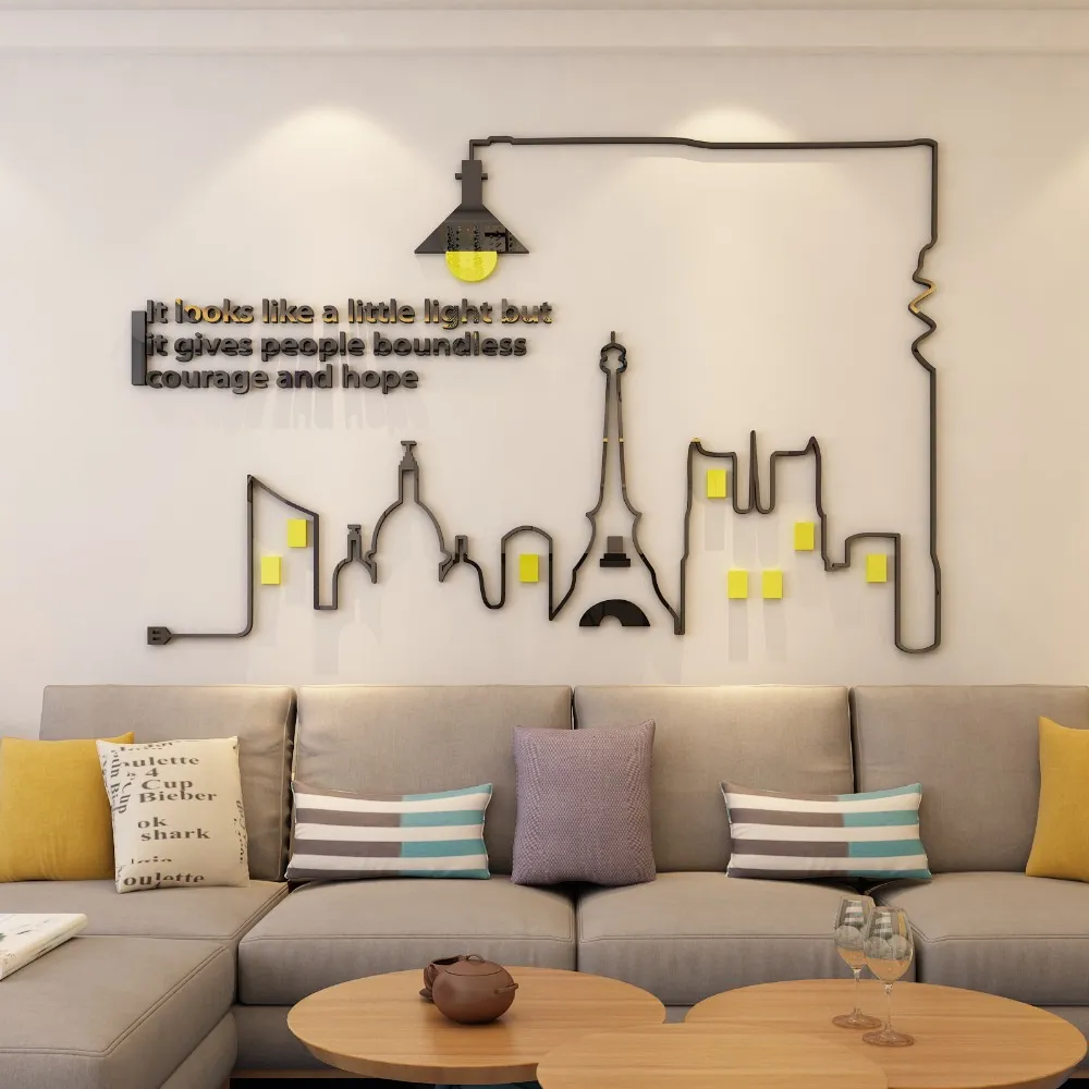 Linee semplici Adesivo da parete in acrilico 3D Decalcomania da muro Murale per soggiorno Camera da letto TV Sfondo Decorazione Poster Wall Art Decor