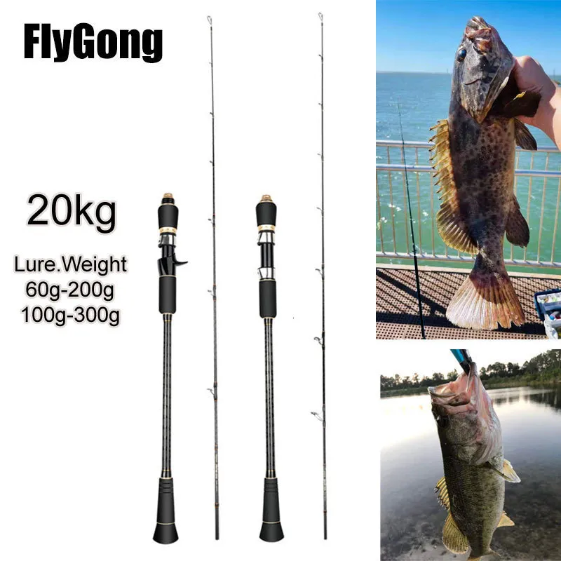 Båtfiskestavar Jigging Rod Ultralight Full Carbon 1,8m 1,95 m PE 2-6 Lure Vikt 60-350g 20 kg Spinning/Casting Ocean Boat Fishing Rod 230614