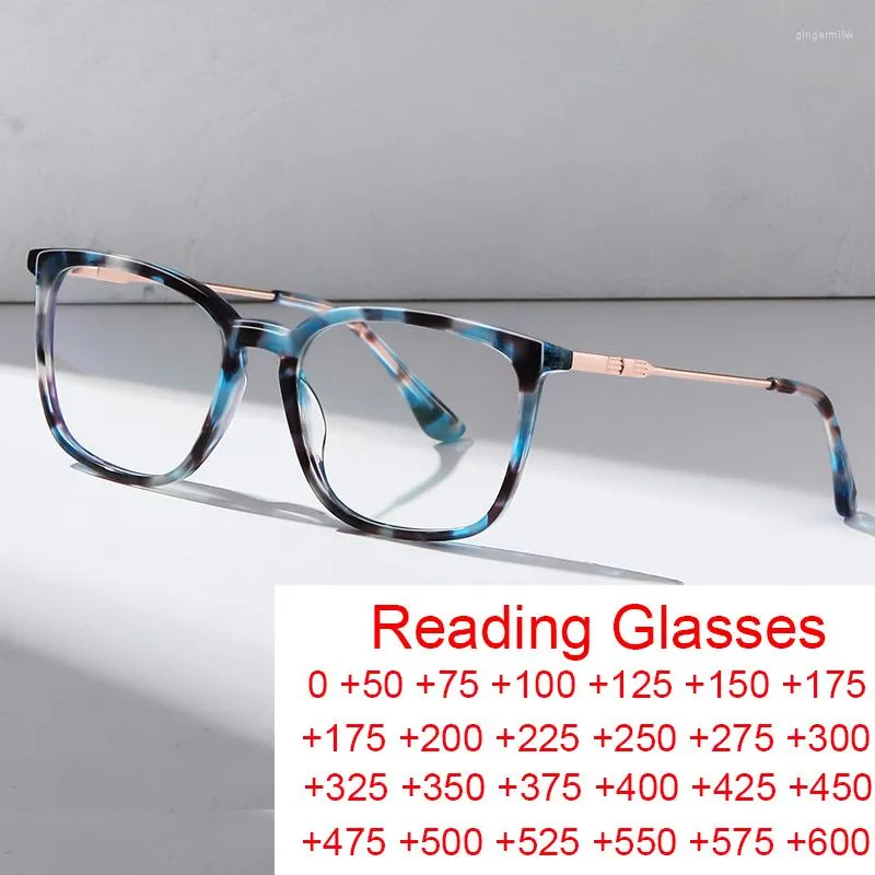 Gafas de sol de acetato cuadradas Anti luz azul gafas de lectura mujeres hombres Retro flor gafas de mujer lentes transparentes ordenador óptico