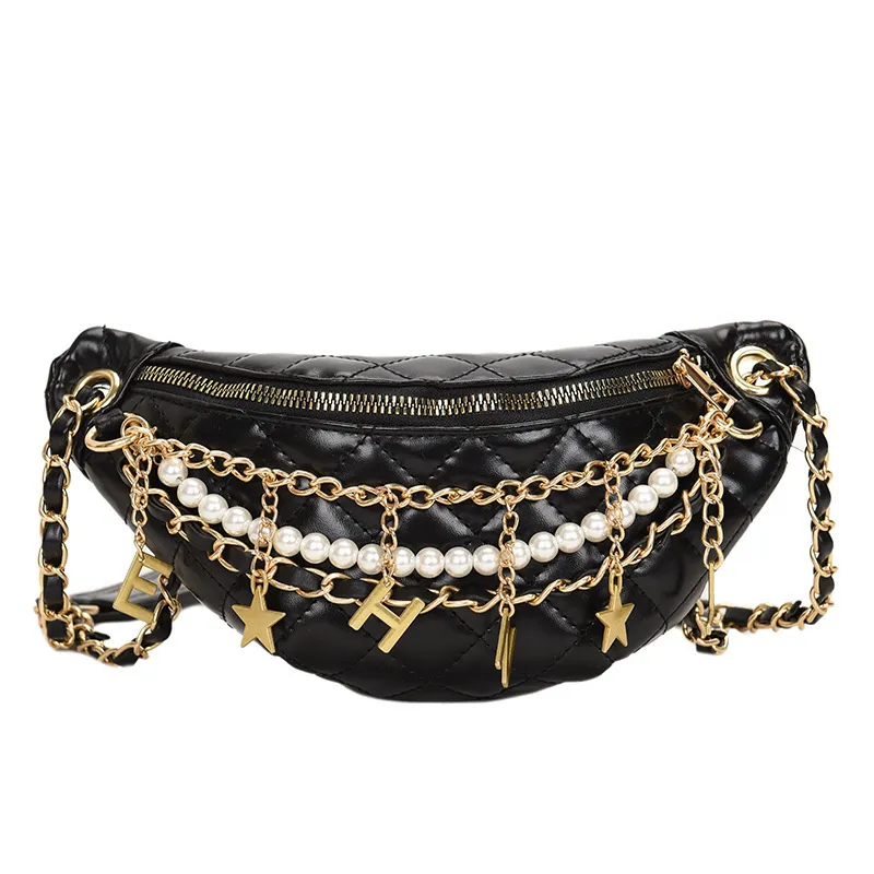 Mihaivina Women Belt Bag Bage Pearl Weist Leather Fanny Pack Fann