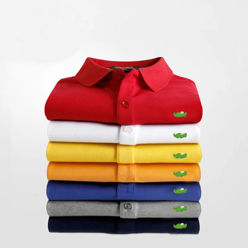 Herren Polos Sommer Revers Poloshirt 100 % Baumwolle bestickt Kurzarm Casual Business Fashion Slim Fit T-Shirt S6XL 230614