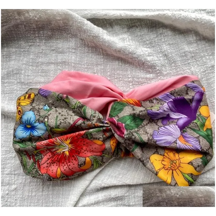 Bandanas Silk Elastic Headbands for Women 2022 New Arrival Luxury Girls Floral Flowers Butterfly Hair Bands Scarf Accessori Dhnit