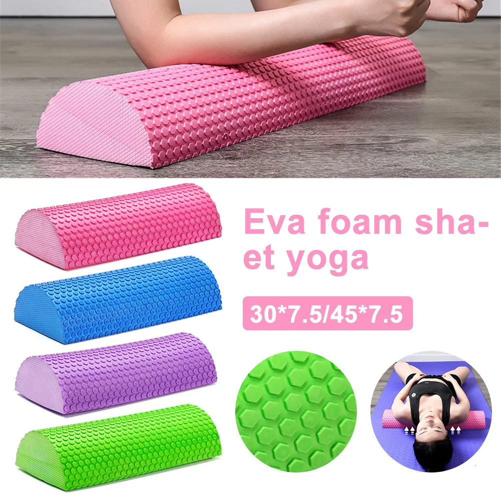 Yogablokken Halve Ronde EVA Foam Roller Halfronde Massage EVA Foam Shaft Yoga Pilates Fitnessapparatuur Met Massage Floating Point 230613