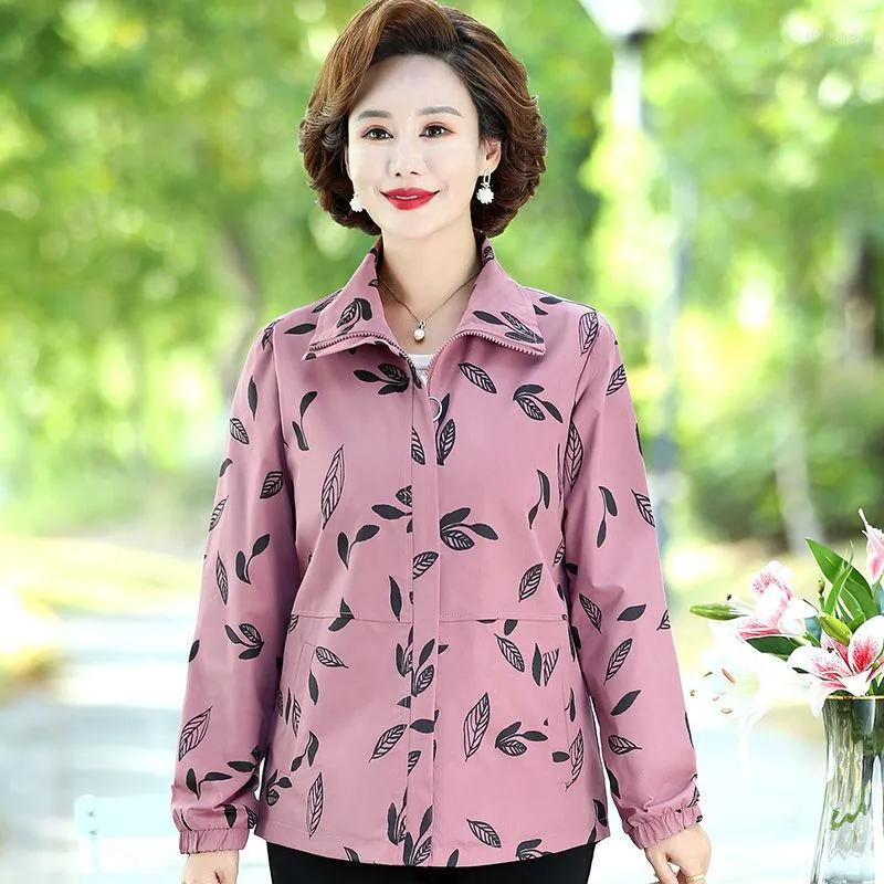 Damenjacken Vintage Kausaldruck Lose Jacke Frauen 2023 Frühling Herbst Koreanische Langarm Mode Lässig Reißverschluss Outwear Mantel X100