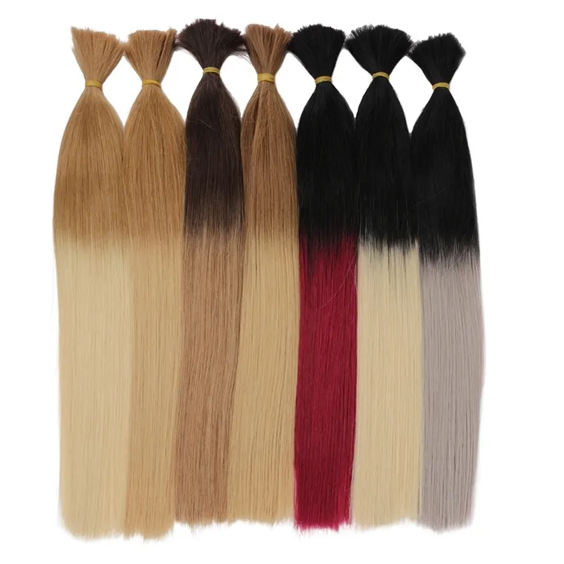 Haar Bulks Echte Schoonheid Ombre Gekleurde Braziliaanse Rechte Bulk Menselijk Haar Voor Vlechten Geen Inslag Hair Extensions 45cm tot 60cm 230613