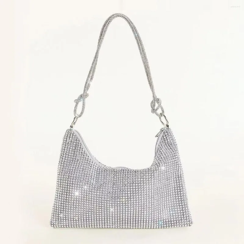 Abendtaschen 2023 Europäische und amerikanische Imitation Mesh Strass Knoten Unterarmtasche mit Diamanteinbettung Trendy One Shoulder Dinner