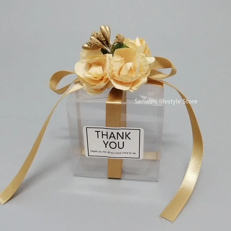 Подарочная упаковка 102030PCS Candy Box Романтические бумажные цветы Прозрачные подарочные коробки из ПВХ Свадебные услуги для гостей Маленькая нынешняя упаковочная сумка 230614