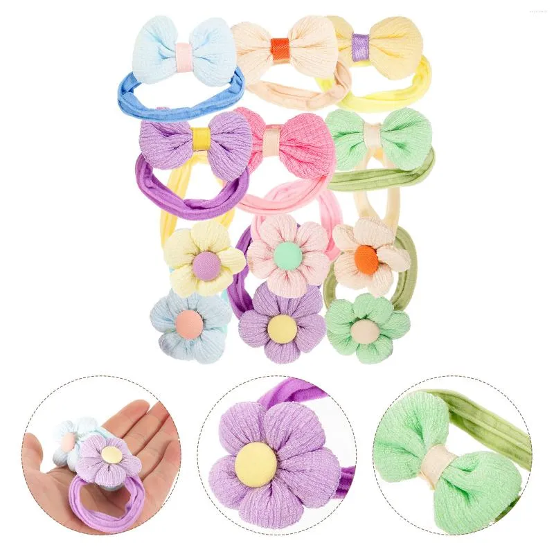 Bandanas 12 Pcs Kids Rubber Bands Hair Mini Baby Ties Infants Ouchless Girls Scrunchies Fabric Toddler Child Elastics Soft Toddlers