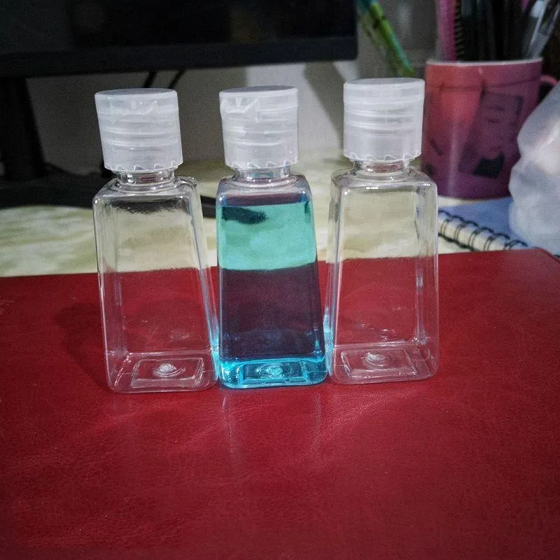 60 ml tom hand sanitisator Pet Plastic Bottle With Flip Cap Trapezoid Shape Bottle For Makeup Fluid Desinfectant Liquid TNBCV